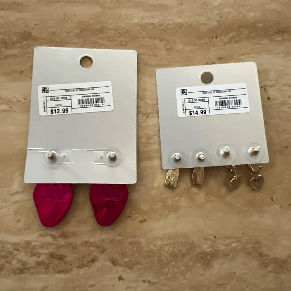 3‎ Pair Earring Lot Sugarfix By Baublebar Strawberry Dangle Rose Heart Duo - Picture 2 of 2